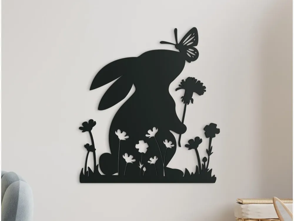 Holzsticker für die Wand KLEINER HASE AUF DER WIESE Kostenloser Versand
