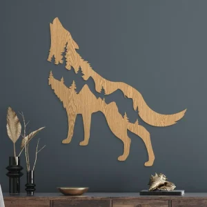Neuheit Holzsticker WOLF UND BERGE