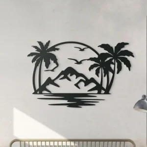 Zertifiziert Holzsticker PARADIESISCHE INSEL MIT PALMEN