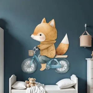 Kindersticker Fuchs auf Fahrrad Kostenloser Rückversand