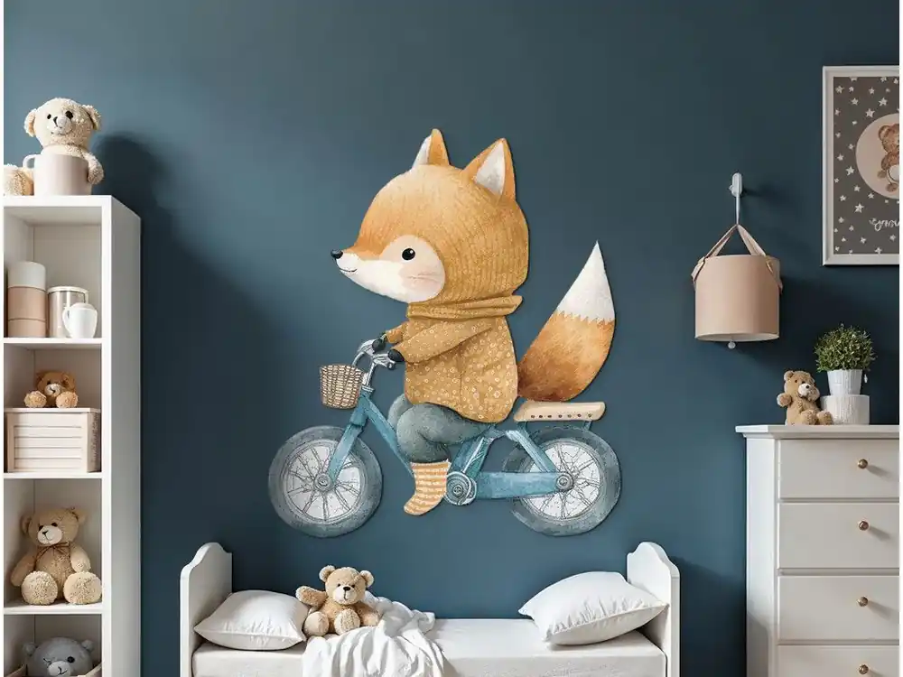 Kindersticker Fuchs auf Fahrrad Kostenloser Rückversand