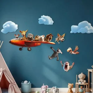 Aktuell Kindersticker für die Wand Der verrückte Flug der Tiere