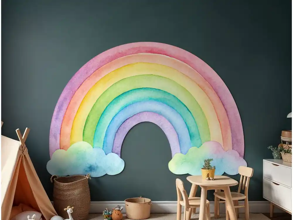 Kindersticker für die Wand Gemalter Regenbogen Top-Angebot