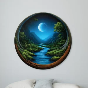 Saisonangebot Rundes Mondbild Nächtlicher Einklang - (UV-Druck)
