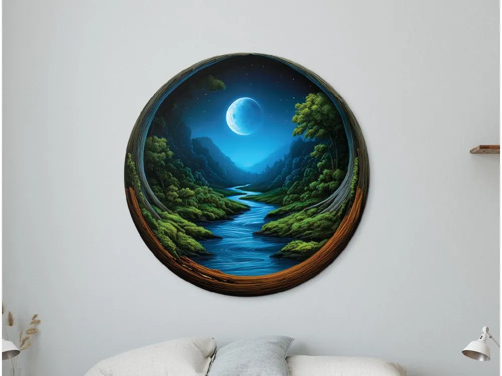 Saisonangebot Rundes Mondbild Nächtlicher Einklang - (UV-Druck)