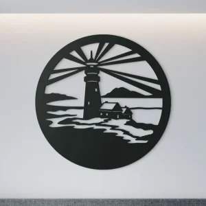 Kostenfreie Lieferung Runder Holzsticker LEUCHTTURM