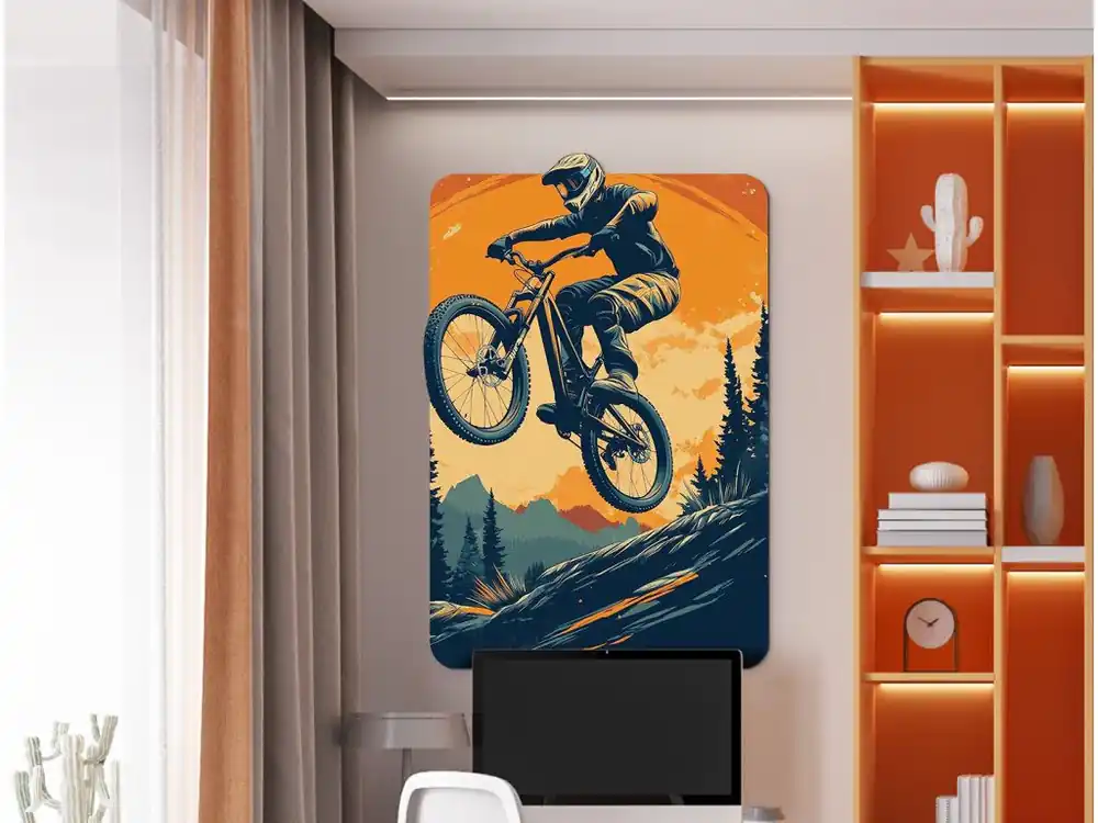 Rabatt Wandbild Auf dem Fahrrad im Gelände