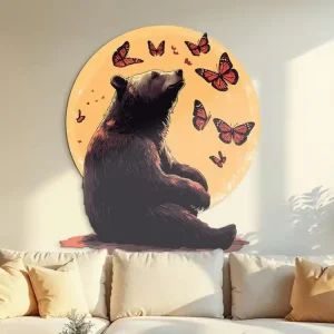 Markenprodukt Wandbild Bär und Schmetterlinge