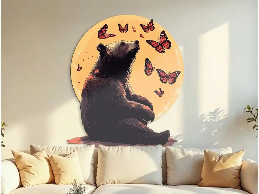 Markenprodukt Wandbild Bär und Schmetterlinge