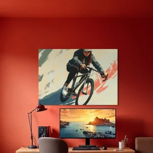 Wandbild Frau auf Fahrrad Begrenztes Angebot