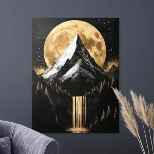 Kracherpreis Wandbild Goldener Mond hinter dem Berg