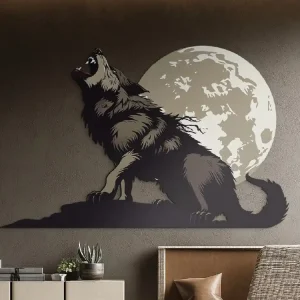 Wandbild Wolf heult den Mond an Geprüft