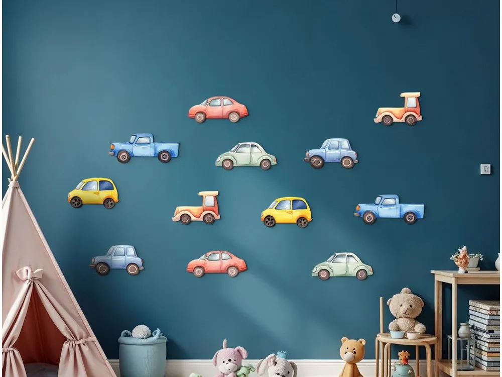 Neue Ware Wandsticker-Set BUNTE AUTOS - 12 Stück