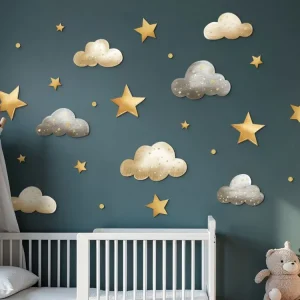 Kostenfreie Lieferung Wandsticker-Set WOLKEN UND STERNE