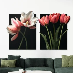 Zweiteiliges Bild Romantische Tulpen Preis Gesenkt