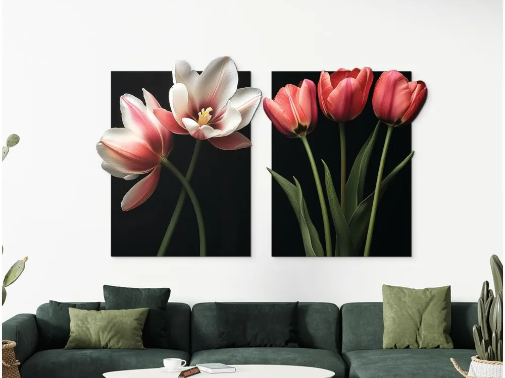 Zweiteiliges Bild Romantische Tulpen Preis Gesenkt