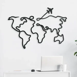 Neue Kollektion Minimalistisches Bild WELTKARTE - LINE ART