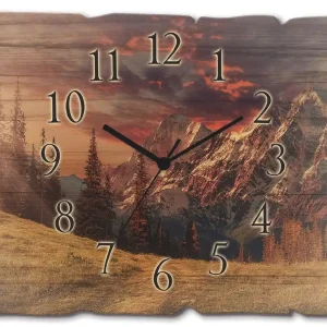 Bestpreis Alpines Hochland Wanduhr auf Holz 40x30 cm