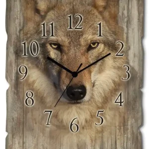 Solange Der Vorrat Reicht Wolf Wanduhr auf Holz 30x40 cm