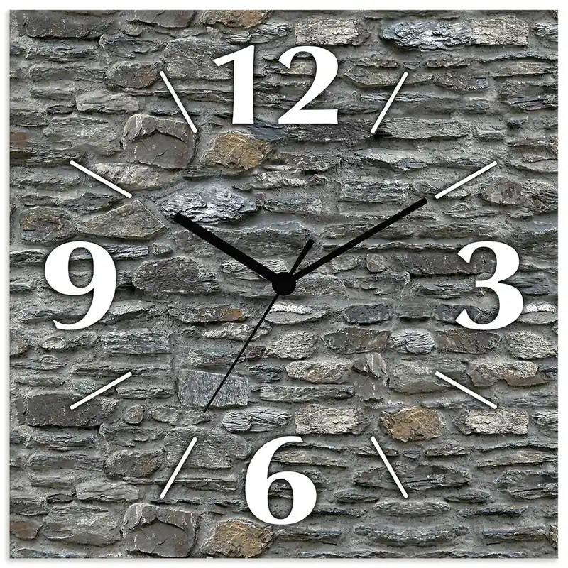 Saisonangebot Schiefermauer Wanduhr auf Alu 30x30 cm