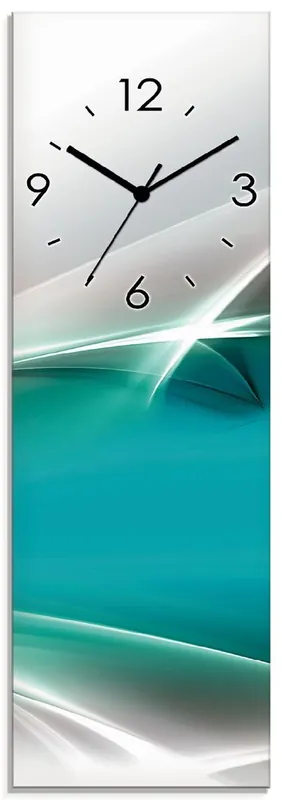 Top-Preis Kreatives Element Petrol Wanduhr auf Glas 20x60 cm