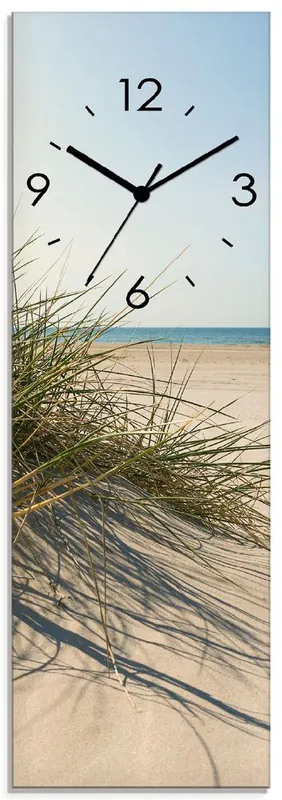 Strandgras Wanduhr auf Glas 20x60 cm Garantierte Lieferung