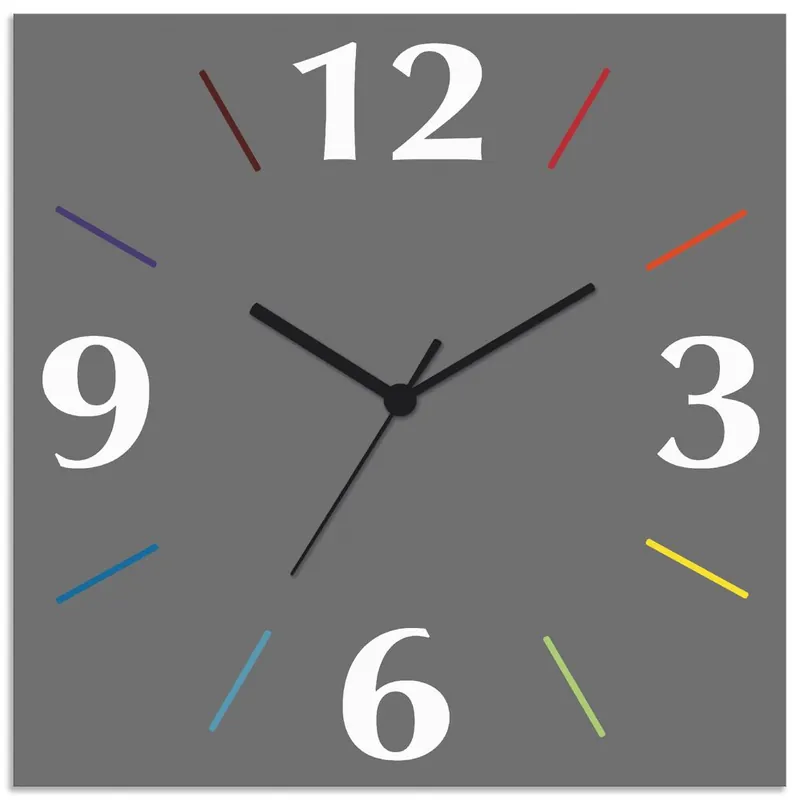 Trendfarbe Grau-Bunt Wanduhr auf Alu 30x30 cm Sofort Bestellen