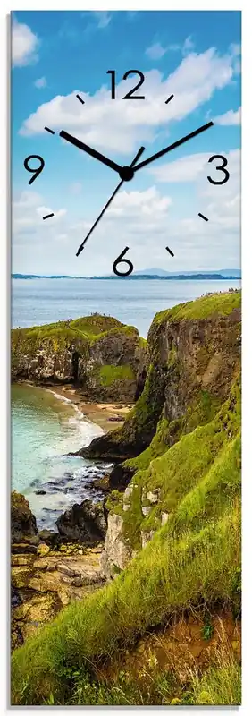 Gratis Versand Küstenweg in Carrick-a-Rede Wanduhr auf Glas 20x60 cm