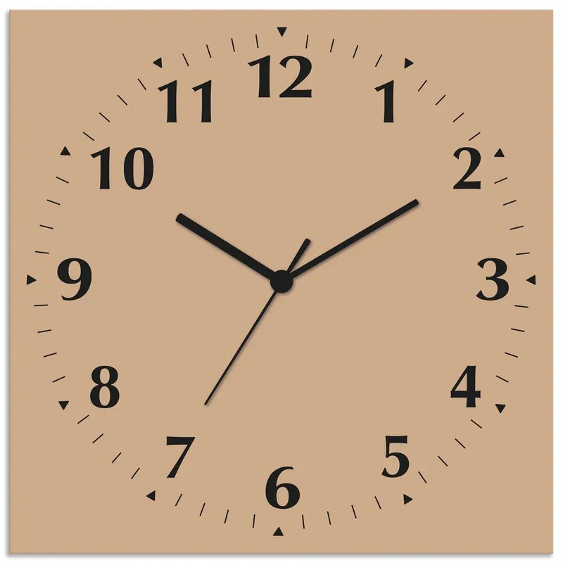 Trendfarbe Beige Wanduhr auf Alu 30x30 cm Heißes Angebot