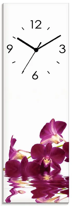 Schnäppchen Phalaenopsis Orchidee Wanduhr auf Glas 20x60 cm