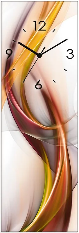 Abstraktes Design Orange Wanduhr auf Glas 20x60 cm Meistverkauft