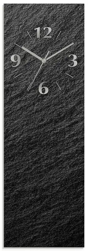 Finale Aktion Schieferoptik U1RE Wanduhr auf Glas 20x60 cm