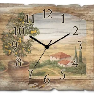 Fenster in der Toskana T5ZG Wanduhr auf Holz 40x30 cm Meistverkauft