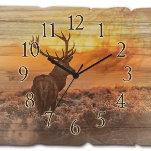 Rotwild Wanduhr auf Holz 40x30 cm Ausverkauf