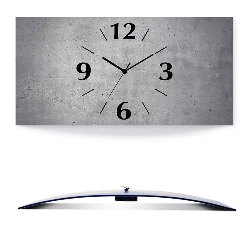 Grauer Betonoptik U1RG Wanduhr auf Alu, gebogen 50x25 cm Mega-Angebot