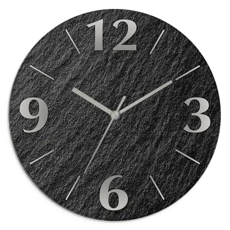 Top-Seller Schieferoptik U1RE Wanduhr auf Glas Ø 30 cm