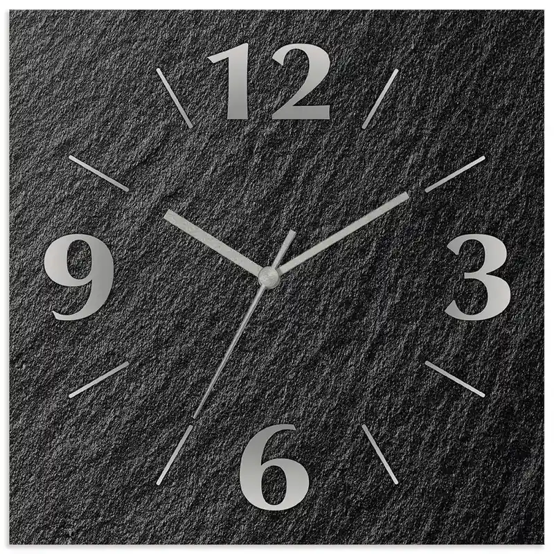 Schieferoptik U1RE Wanduhr auf Alu 30x30 cm Nur Für Kurze Zeit