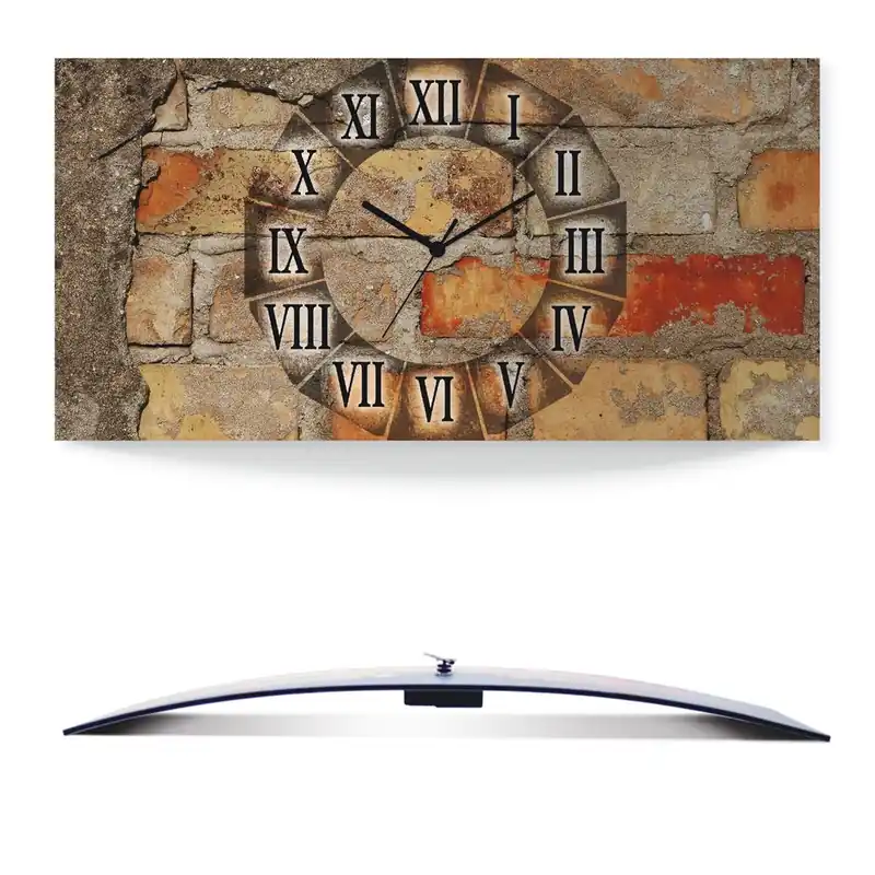 Antike Uhr Wanduhr auf Alu, gebogen 50x25 cm Preis Gesenkt