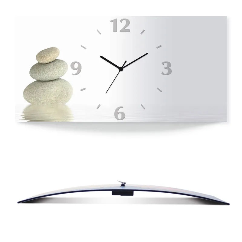 Zen Friede Wanduhr auf Alu, gebogen 50x25 cm Sonderangebot