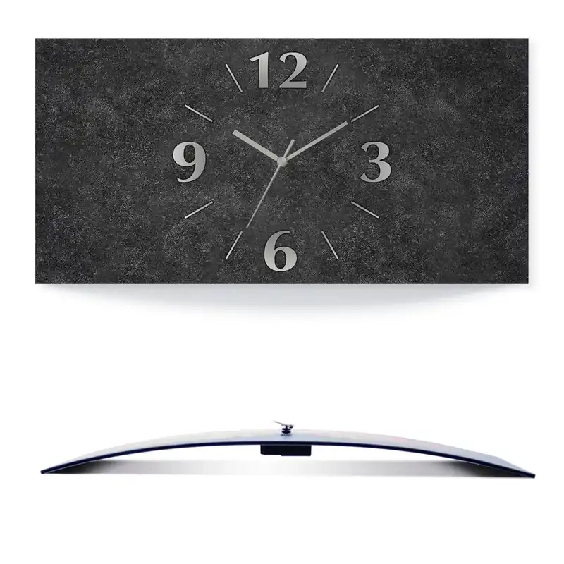 Granitoptik J4XM Wanduhr auf Alu, gebogen 50x25 cm Letzte Chance