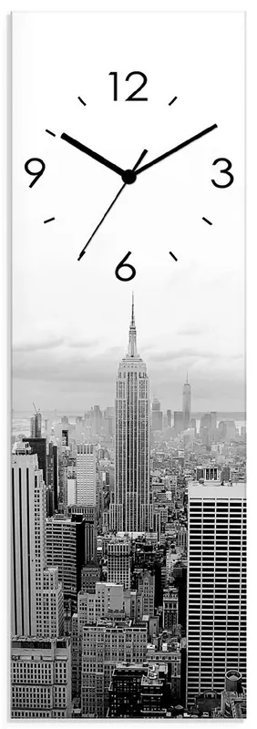 Skyline Manhattan Wanduhr auf Glas 20x60 cm Markenware