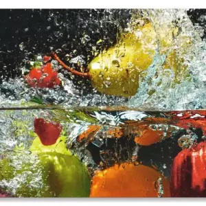 Spritzendes Obst auf dem Wasser Alu-Küchenrückwand 60x50 cm Neu Im Sortiment
