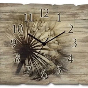 Ausverkauf Große Pusteblume Wanduhr auf Holz 40x30 cm