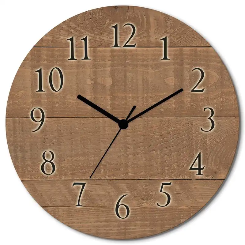 Günstig Holz dunkel U1UL Wanduhr auf Holz Ø 30 cm