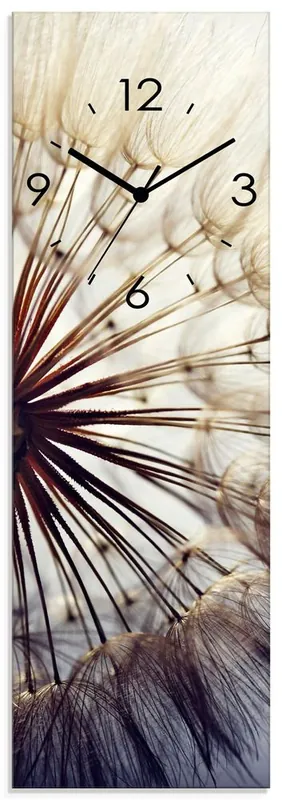 Große Pusteblume T4RE Wanduhr auf Glas 20x60 cm Finale Aktion