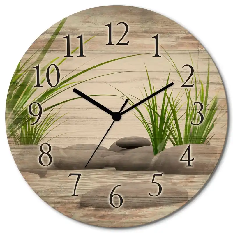 Sale 3D Steine T6CD Wanduhr auf Holz Ø 30 cm