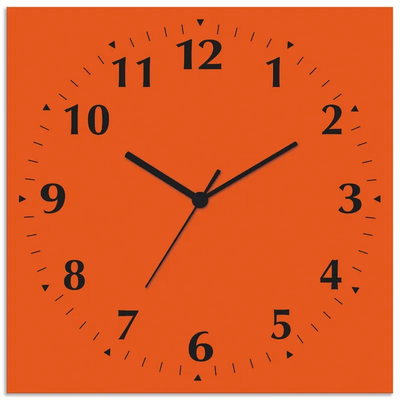 Preiswert Trendfarbe Flame Wanduhr auf Alu 30x30 cm
