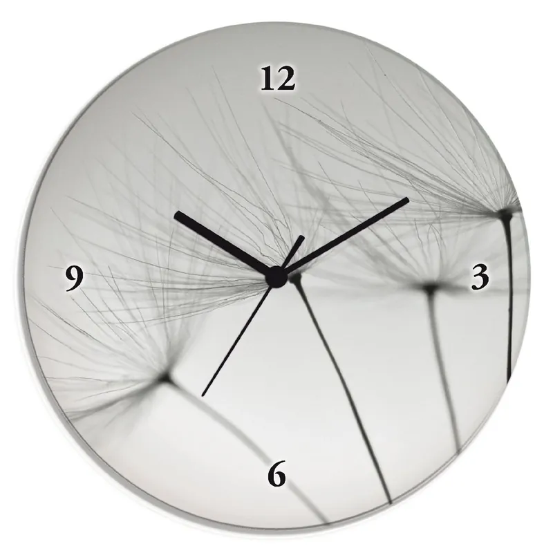 Pusteblumen-Samen I Wanduhr auf Glas Ø 30 cm Kostenfreie Lieferung