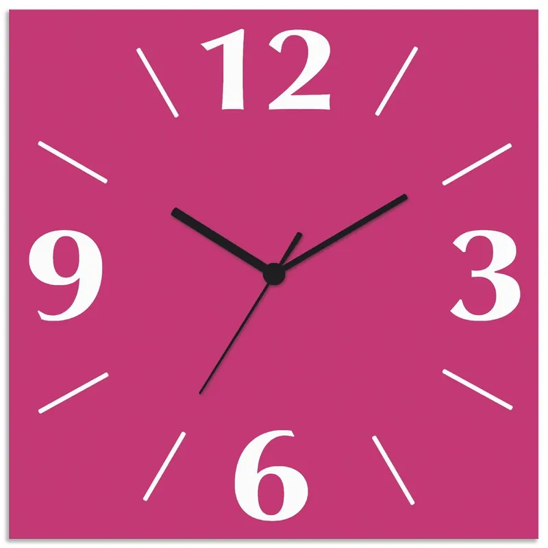 Trendfarbe Pink Wanduhr auf Alu 30x30 cm Super-Preis