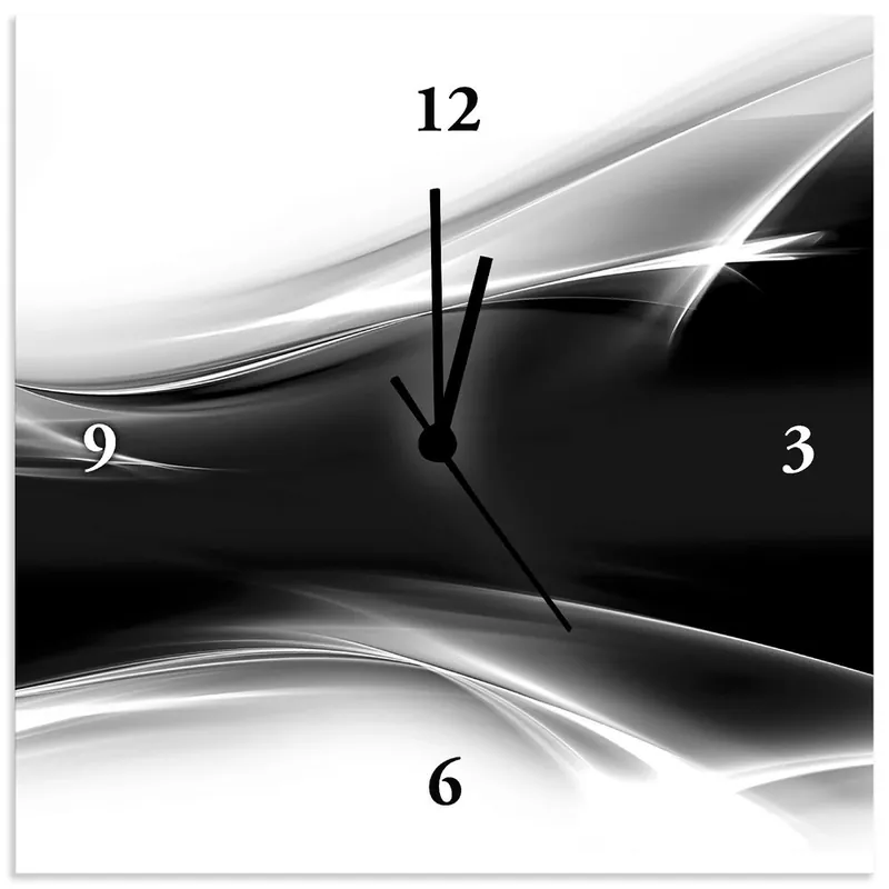 Sale Kreatives Element Schwarz - Weiß T9EW Wanduhr auf Alu 30x30 cm